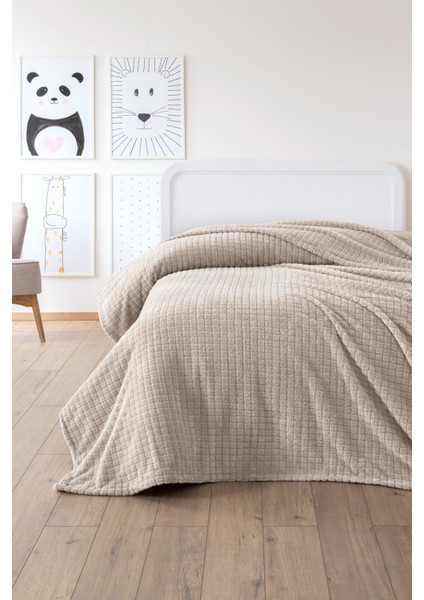 Tek Kişilik Wellsoft Battaniye - Yumuşak, Polar, Peluş Battaniye - 160X210 cm -Bej