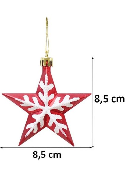 Yılbaşı Ağaç Süsü Kar Tanesi Motifli Yıldız Kırmızı 8,5 cm 2'li fiyatları