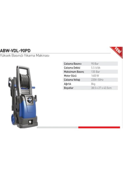 ABW-VDL-90PD 135 Bar Basınclı Yıkama Mak fiyatları