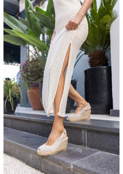 Cancelo Kadın Altın Gercek Deri Espadil Sandalet