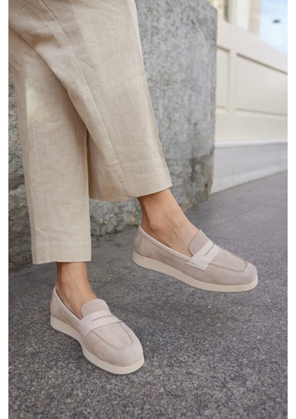 Monti Kadin Kahve Gercek Suet Loafer Ayakkabi