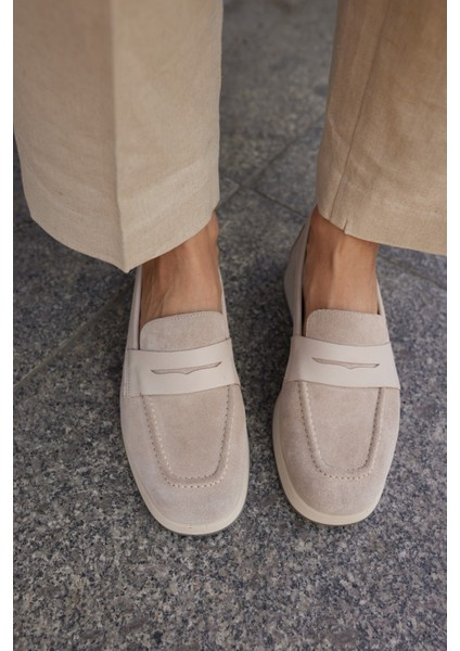 Monti Kadin Kahve Gercek Suet Loafer Ayakkabi