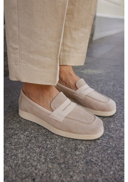 Monti Kadin Kahve Gercek Suet Loafer Ayakkabi