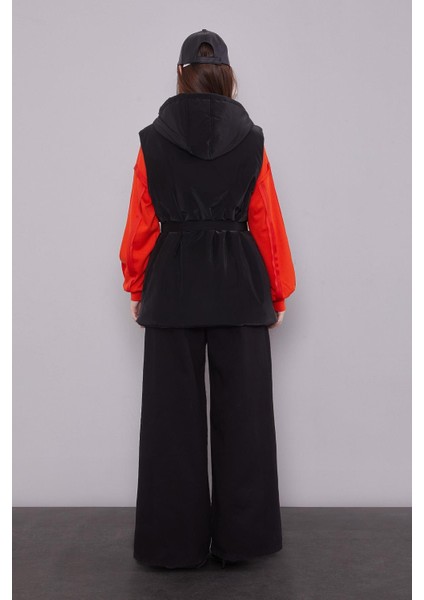 Siyah-Oranj Yelekli Sweat Spor Takım