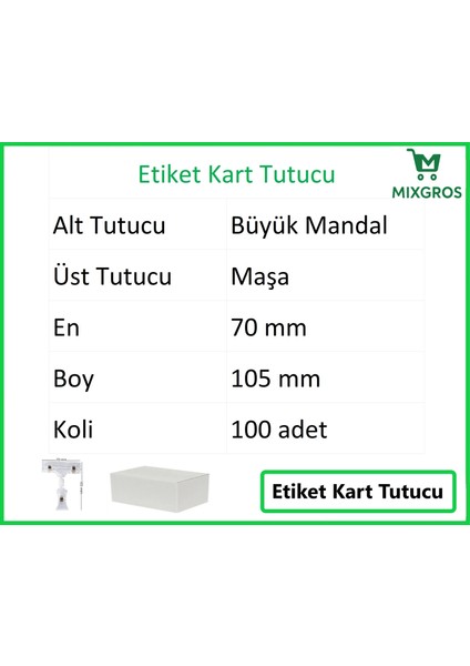 Etiket Tutucu / Maşalı / Büyük Mandal / Şeffaf / 70X105 mm / 100 Adet fiyatları