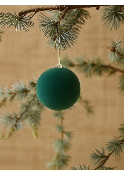 Kadife Yılbaşı Topu – Çam Ağacı Süsü Yeşil 8 cm 4'lü