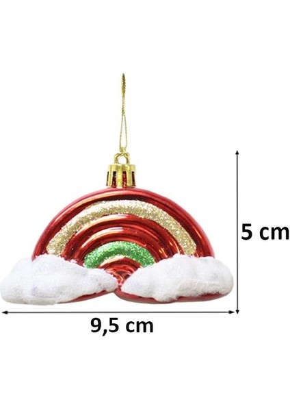 Yılbaşı Ağaç Süsü Gökkuşağı ve Bulut Figürlü Kırmızı 5 cm 2'li Set fiyatları
