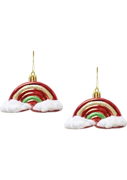 Yılbaşı Ağaç Süsü Gökkuşağı ve Bulut Figürlü Kırmızı 5 cm 2'li Set modelleri