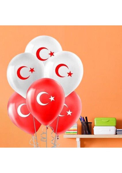 Pastel Balon Baskılı 10LU -Ay Yıldız Baskılı- fiyatları