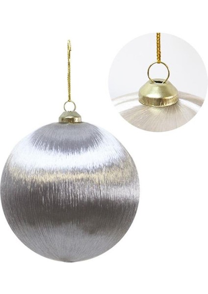 Yılbaşı Topu – Ipek Iplik Sarılı Çam Ağacı Süsü Gümüş 10 cm fiyatları