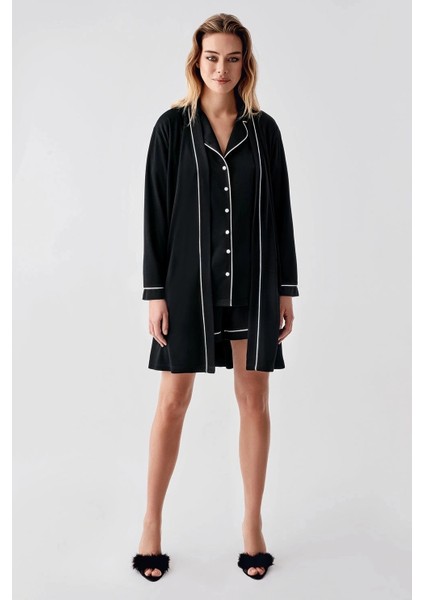 Mdb Freshness 324 Kadın 4'lü Sabahlıklı Şorlu Pijama Takımı