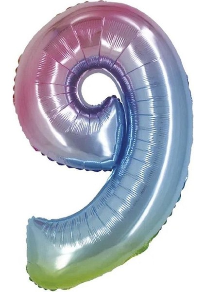 Rainbow 9 Rakam Folyo Balon 40"