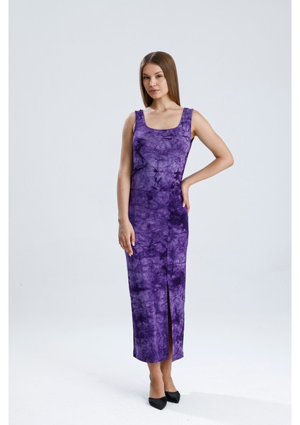 Kolsuz Kare Yaka Yırmaçlı Örme Viskon Elbise | ELB36253 fiyatları