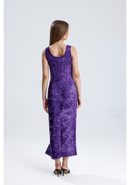 Kolsuz Kare Yaka Yırmaçlı Örme Viskon Elbise | ELB36253 indirimleri