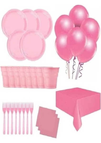 25 Kişilik Ekonomik Pembe Konseptli Doğum Günü Parti Seti