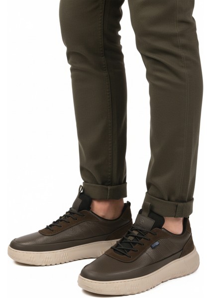 Haki Hakiki Deri Lastik Bağcıklı Memory Foarm Erkek Günlük Ayakkabı 152-22487 M modelleri