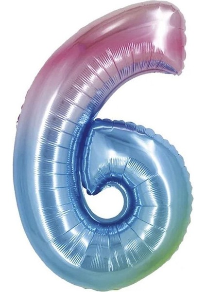 Rainbow 6 Rakam Folyo Balon 40"