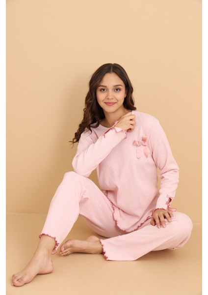 MR-8604 Pointel Kumaş Mevsimlik Günlük Kadın Pijama Takımı