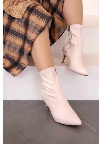 Carmella Topuklu Streç Kadın Bot Bej fiyatları