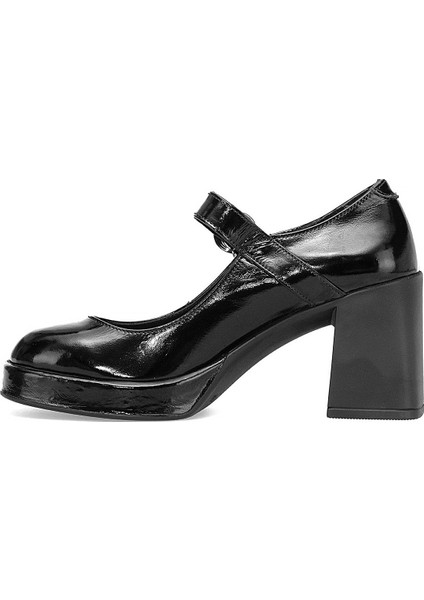 D25KA-470 Kadın Hakiki Rugan Deri Klasik Topuklu Ayakkabı Siyah modelleri