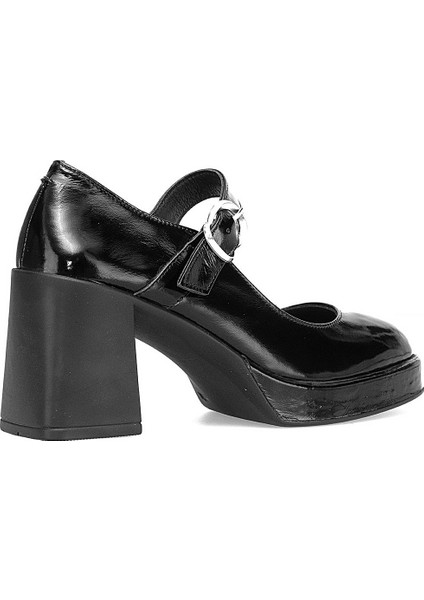 D25KA-470 Kadın Hakiki Rugan Deri Klasik Topuklu Ayakkabı Siyah fırsatları