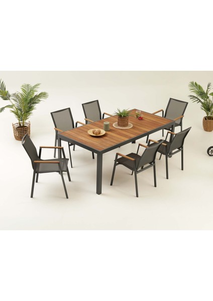 Bahama Bahçe Yemek Masa Seti Antrasit