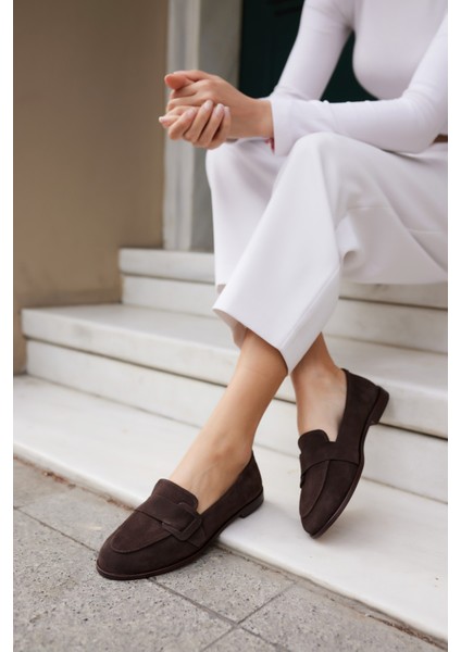 Tiny Kadın Kahve Gercek Suet Loafer Ayakkabi fırsatları