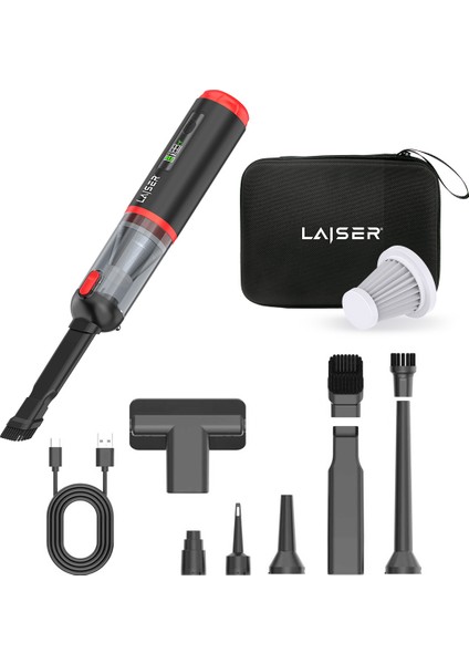 Kompakt LED Ekranlı 17.000 Pa 3ın1 Çekme-Vakum-Üfleme Özellikli Şarjlı Araç Süpürgesi