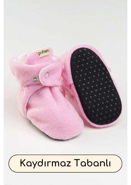 Pembe, Organik Pamuk Astarlı, Bebek Pandufu, Kaydırmaz Tabanlı Ilk Adım Ev Patiği