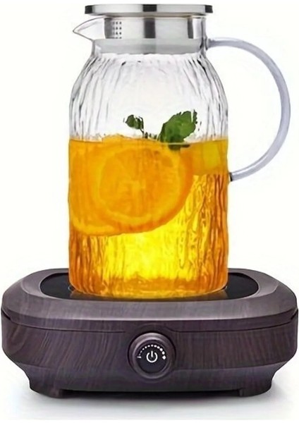 Vakumlu Çelik Kapaklı Sürahi Isıya Dayanıklı Borosilikat Cam Demlik (1500 Ml)