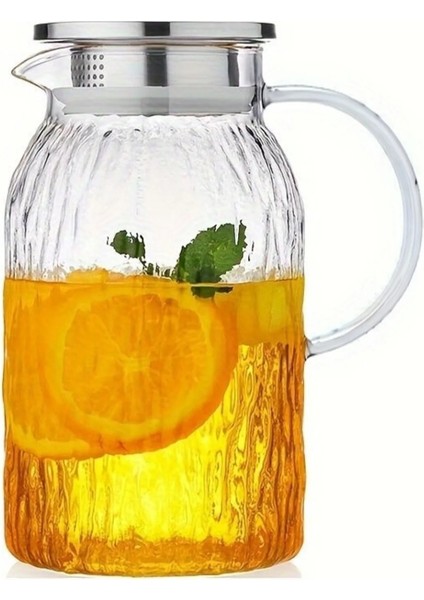 Vakumlu Çelik Kapaklı Sürahi Isıya Dayanıklı Borosilikat Cam Demlik (1500 Ml) fiyatları