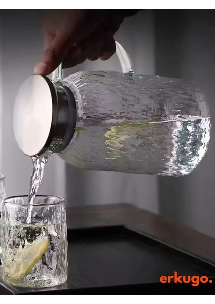 Vakumlu Çelik Kapaklı Sürahi Isıya Dayanıklı Borosilikat Cam Demlik (1500 Ml) fırsatları