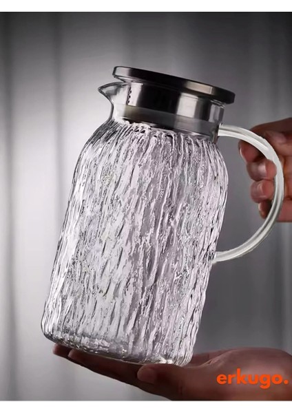 Vakumlu Çelik Kapaklı Sürahi Isıya Dayanıklı Borosilikat Cam Demlik (1500 Ml) indirimleri