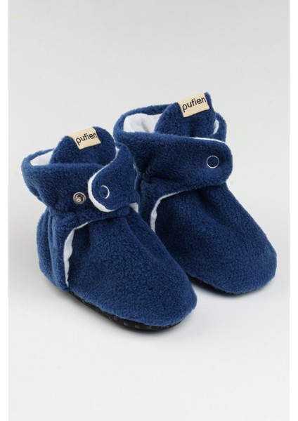 Lacivert, Organik Pamuk Astarlı, Bebek Pandufu, Kaydırmaz Tabanlı Ilk Adım Ev Patiği