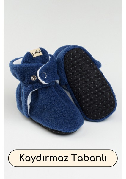 Lacivert, Organik Pamuk Astarlı, Bebek Pandufu, Kaydırmaz Tabanlı Ilk Adım Ev Patiği