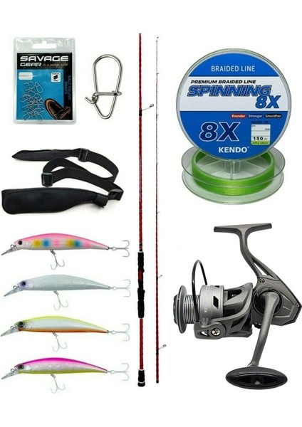 Spin Olta Seti Okuma Red Spin 8'0'' 243 cm 7-28 gr 2 Parça&kendo Azurro 4000 Olta Makinesi