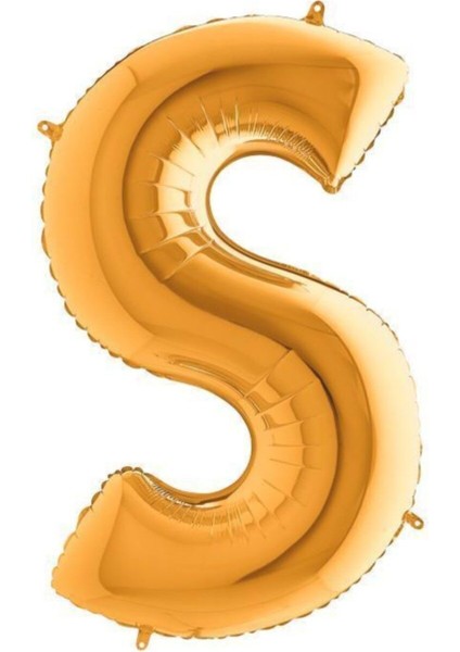 S Harf Altın Folyo Balon 102CM