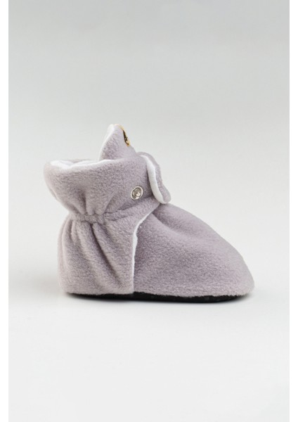 Gri, Organik Pamuk Astarlı, Bebek Pandufu, Kaydırmaz Tabanlı Ilk Adım Ev Patiği