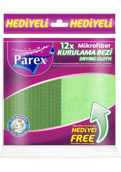 Mikrofiber Kurulama Bezi (Mikrofiber Temizlik Bezi Hediye) Onikili Paket