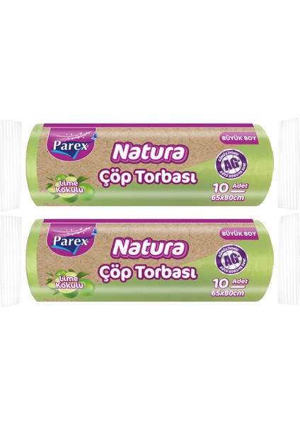 Natura 10'lu Çöp Torbası Büyük Boy 65 x 80 cm Ikili Paket