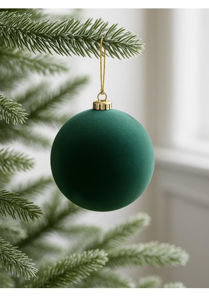 Kadife Yılbaşı Topu – Çam Ağacı Süsü Yeşil 15 cm