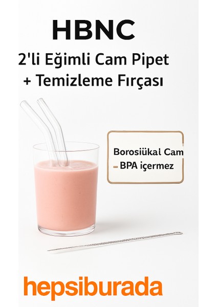 2’li Eğimli Cam Pipet + Temizleme Fırçası