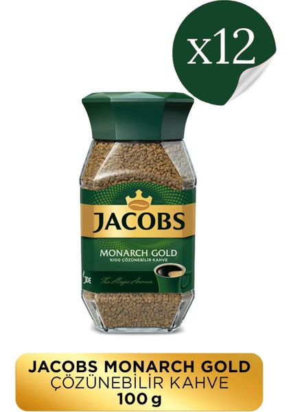 Monarch Gold Cam Kavanoz Granül Kahve 100 gr x 12 Adet