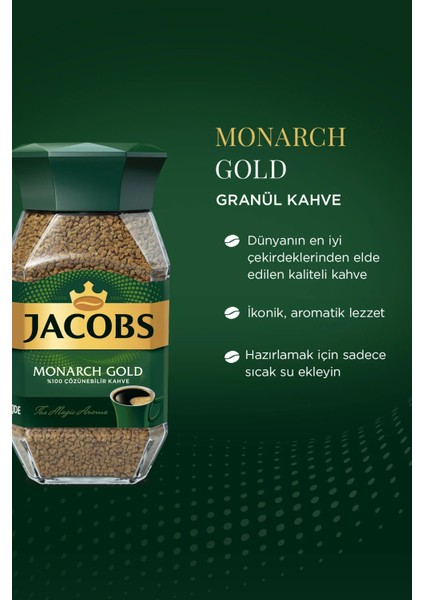Monarch Gold Cam Kavanoz Granül Kahve 100 gr x 12 Adet fiyatları