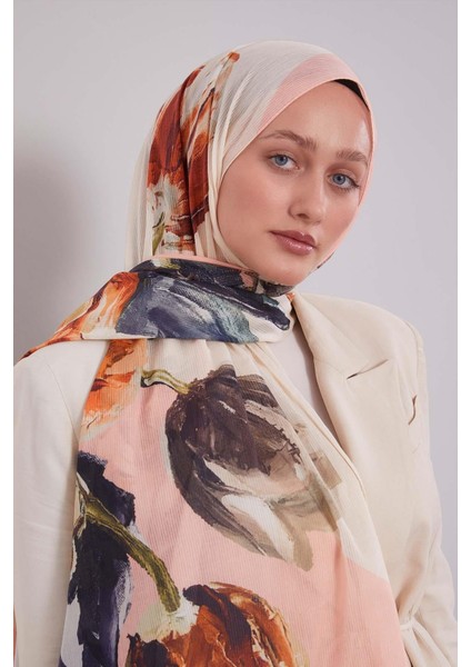 A.Gri Lale Desen Pamuk Şal