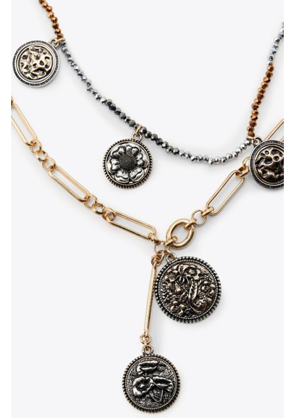 - Muse Necklaces - 3'lü Zincir Madalyon Trend Kadın Kolye (KOD-370) fiyatları