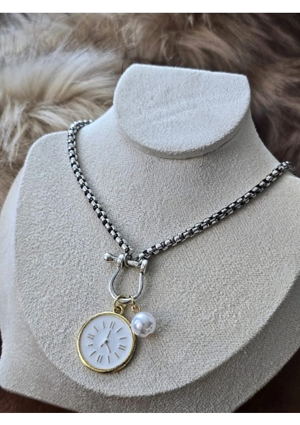 - Muse Necklaces - 3'lü Zincir Saat Trend Kadın Kolye (KOD-371)