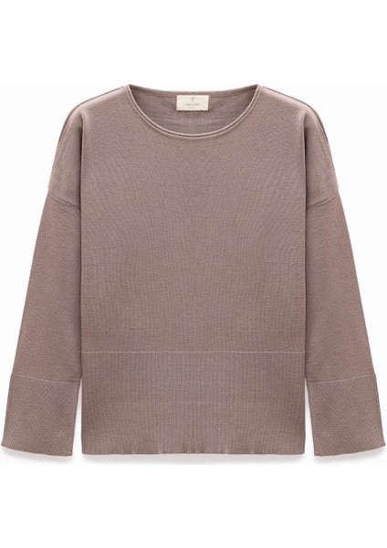 Paraluna Rio Düz Örgü Kadın Triko Kazak - Kum Gri