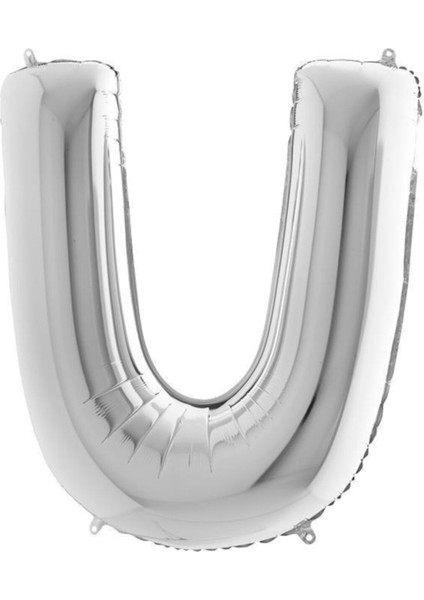 U Harf Gümüş Folyo Balon 102CM