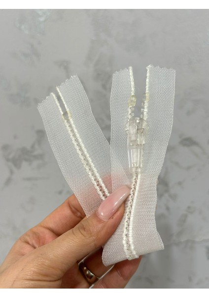 Dişli Beyaz Transparan Fermuar 24X3 cm fiyatları